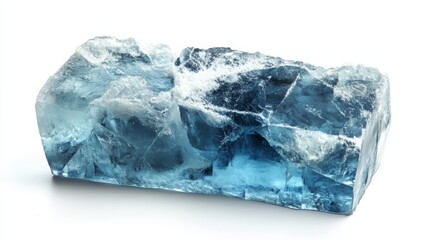 Single ice block isolated on white.