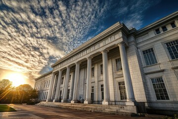 Obraz premium Majestic building at sunset