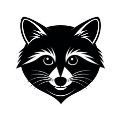 Detailed Raccoon Head Silhouette Vector for Creative Use