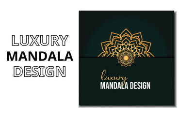 Creative modern mandala design background,with dark green  and golden gradient color 