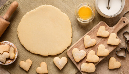 the Best Homemade Heart Shaped Butter Cookies Recipe for Valentine's Day Baking Using Simple Ingredients and Easy Techniques with Flour and Rolling Pin