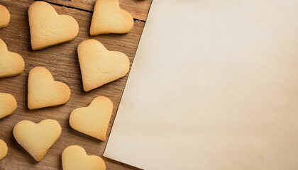 Homemade Heart Shaped Butter Cookies for Valentine's Day Delicious Shortbread Treats Easy to Make Perfect for Love Celebrations with Text Space for Personal Messages