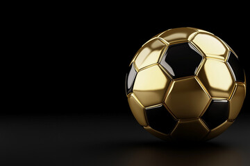 Fototapeta premium Gold soccer ball isolated on a black background