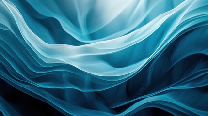 Obraz premium Abstract Teal and White Fabric Waves: A Serene and Elegant Visual