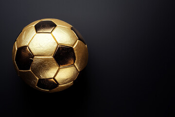 Gold soccer ball isolated on a black background