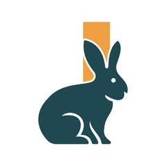 Initial Rabbit Logo Combine With Letter I Vector Template