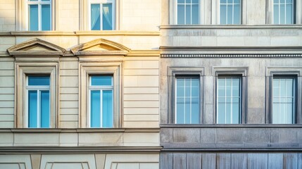 Fototapeta premium Elegant Urban Architecture with Unique Facade Styles and Windows