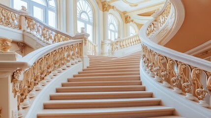 Elegant Grand Staircase in Luxurious Interior Design Setting