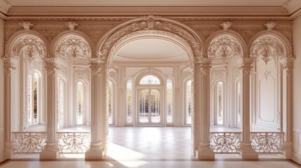 Fototapeta premium Elegant and Grand Interior of a Luxury Historical Ballroom Space