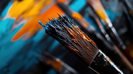 A paintbrush with blue