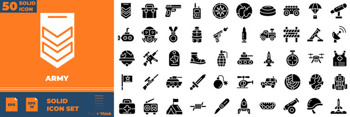 Army Solid Editable Icons set. Vector illustration in modern thin solid style of Army icons: army, death, weapon, etc