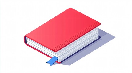 Spiral-Bound Notebook with a Red and Blue Pen on White Background - Isometric Perspective