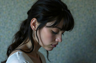 Fototapeta premium A sad girl. The concept of depression or anxiety disorder or stress