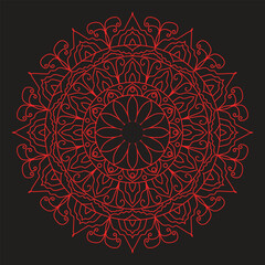 Red mandala lace pattern on an abstract background