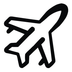 Stylized airplane icon illustration in a minimalist design on a white background