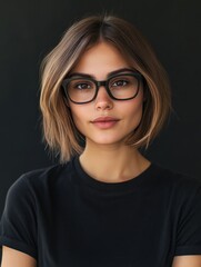 Obraz premium Portrait of a Young Woman with Glasses