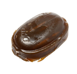 Coffee oval caramel candy on isolated background