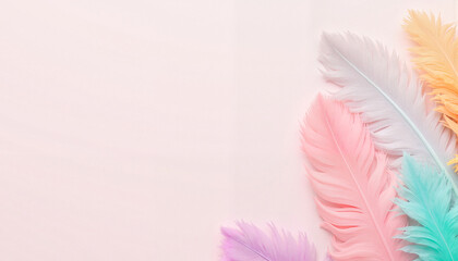 Naklejka premium Pastel-colored feathers showcasing textures in soft studio light, elegance