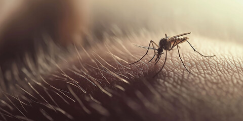 Fototapeta premium Mosquito Biting Human Skin 