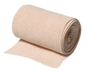 Roll of textile medical elastic bandage for limbs, close up