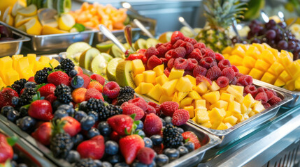 Fresh fruit on display at hotel breakfast buffet catering buffet․