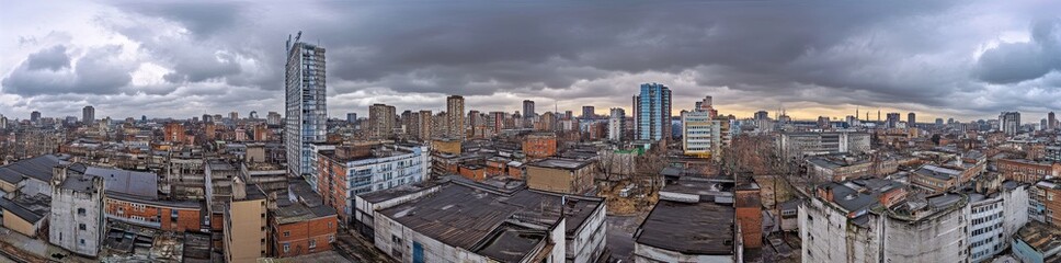 The remnants of a once-great sci-fi city glow beneath a brilliant sky, framing a dystopian scene