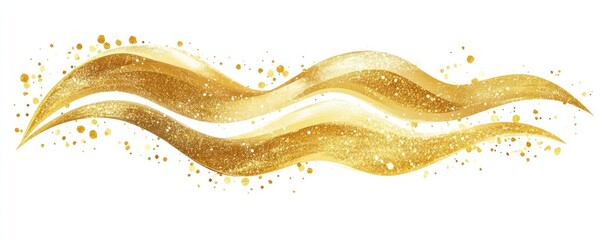 Elegant gold waves with sparkling glitter particles