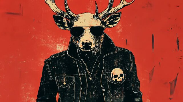Evil Deer Skull Mask Halloween Horror Art Illustration