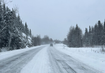 Cars driving on icy Richardson Highway