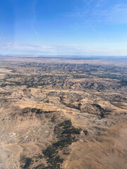 Aerial view of hilly landscape in Wyoming