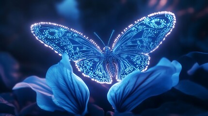 Blue butterfly detailed wing design image