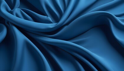 Fototapeta premium Una tela suave y fluida en un color azul vibrante, con curvas y pliegues suaves que crean una sensación de profundidad y textura sobre un fondo azul sólido