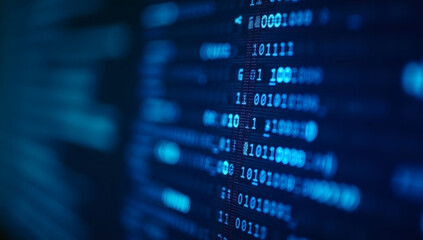 blue digital binary data on computer screen, technology Background