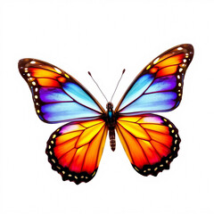 beautiful pink butterfly,watercolor,isolated on a white