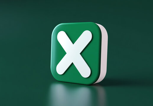 X button to represent ms excel, sheet. office