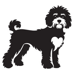 A stencil clipart featuring the silhouette of a cute dog