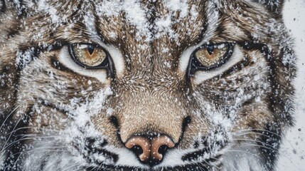Close-up lynx in snowy wilderness capturing wildlife's natural habitat