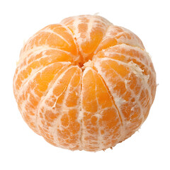 A peeled citrus fruit, ready to eat. Isolated on a transparent background, PNG. Generative Ai.
