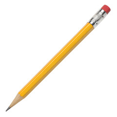A sharpened yellow pencil with a red eraser. Isolated on a transparent background, PNG. Generative Ai.