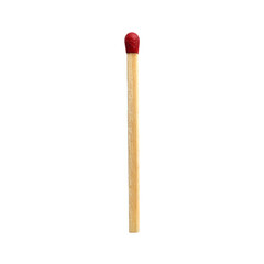 A single matchstick stands upright Isolated on a transparent background, PNG.