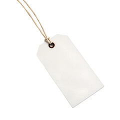 Blank tag with twine, ready for labeling. Isolated on a transparent background, PNG.