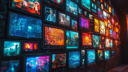 Abstract multimedia background featuring a mix of channel visuals and streaming media technology