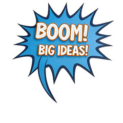 Naklejka premium Boom! Big Ideas! A burst of creative energy. Isolated on a transparent background, PNG.