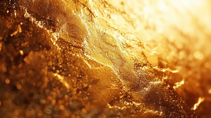 Abstract golden texture with shimmering light reflections.
