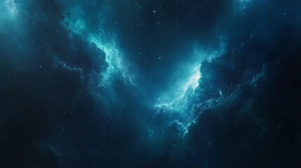 This illustration showcases data technology in a futuristic style, set against an abstract dark background. The central element is a wave of particles, depicted as waves of interconnected dots and