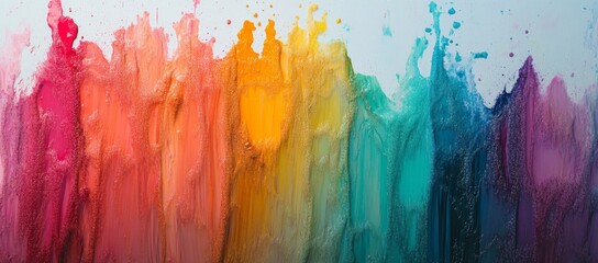 Fototapeta premium Vibrant, flowing watercolor background on white with blurry bokeh and ample copy space