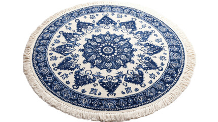 Obraz premium Home studio decorative round rug with intricate patterns isolated on transparent background