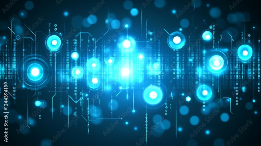 Wall mural digital cyberspace illustrated with particles and the expansive network of digital data connections.