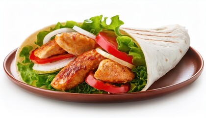 Delicious Fried Chicken Tortilla Wrap with Fresh Vegetables