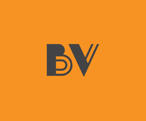 Bold black lettering 'BV' with geometric elements on a vivid orange background, ideal for branding, design, or modern creative projects.